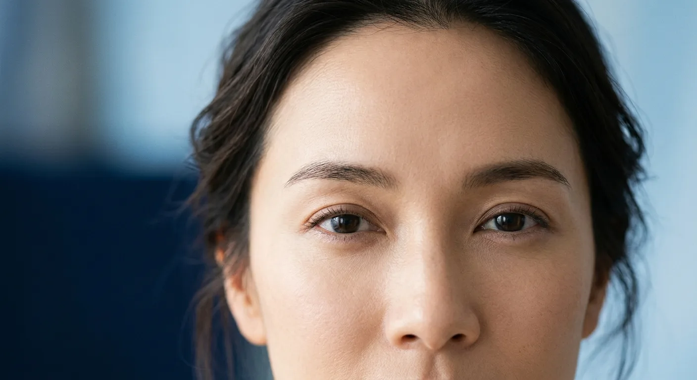 Woman upper face showing forehead and frown lines for Botox duration article