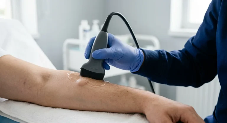 Soft tissue ultrasound of the forearm with a linear probe